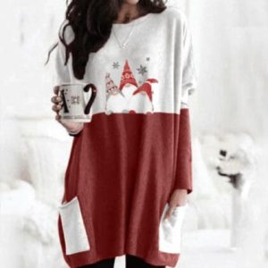 Pull long de Noël à manches longues pour femmes