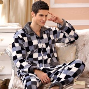 Pyjama damier molletonné pour homme
