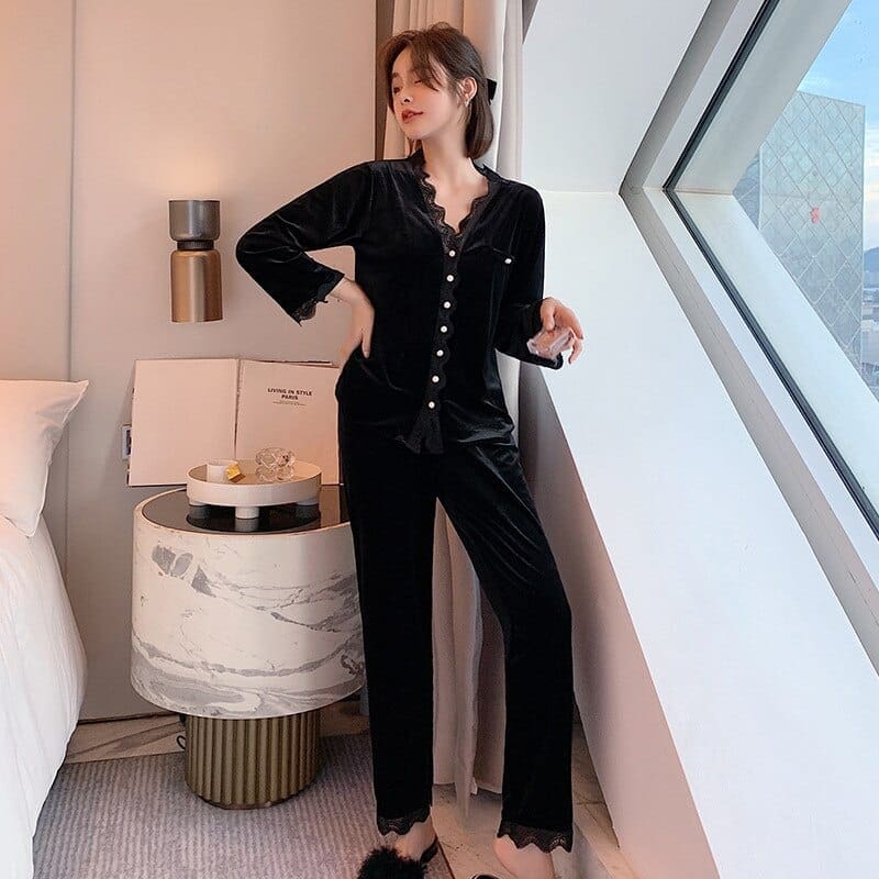 Pyjama avec col en V chaud – Image 7