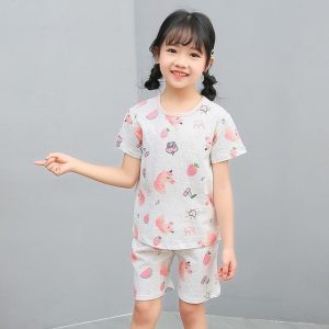 Pyjama blanc deux pièces à motif dessin animé pour petite fille
