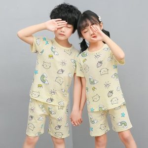 Pyjama blanc deux pièces à motif dessin animé pour enfants