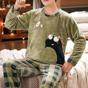 Pyjama chaud à manches longues polaire pour homme