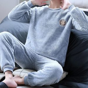 Pyjama col rond polaire pour homme