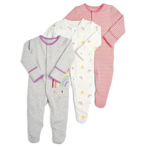 Pyjama combinaison bébé 3 pièces à motif arc-en-ciel et rayures