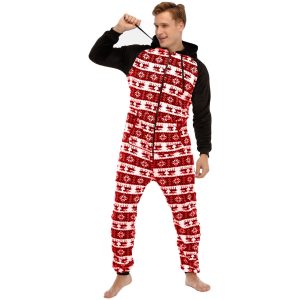 Pyjama combinaison Rouge imprimé en flanelle pour homme