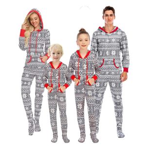 Pyjama combinaison de Noël Grise en polyester pour la famille