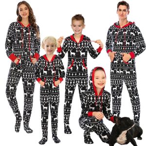 Pyjama combinaison de Noël Gris foncé en coton pour la famille