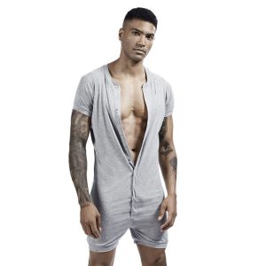 Pyjama combinaison unie short et manches courtes pour hommes