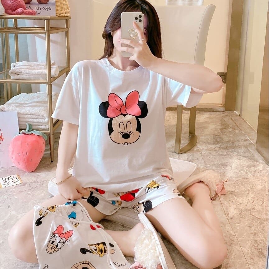 Pyjama d’été en satin imprimé Minnie Mouse