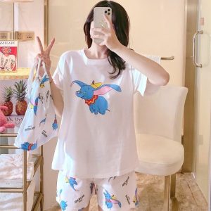 Pyjama d’été en satin imprimé l’éléphant Dimbo