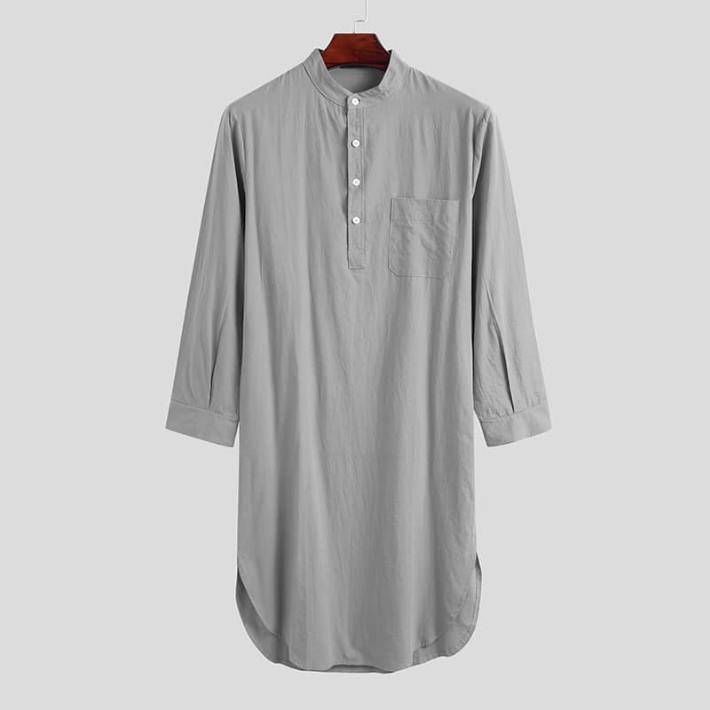Pyjama été homme robe de nuit grise en coton