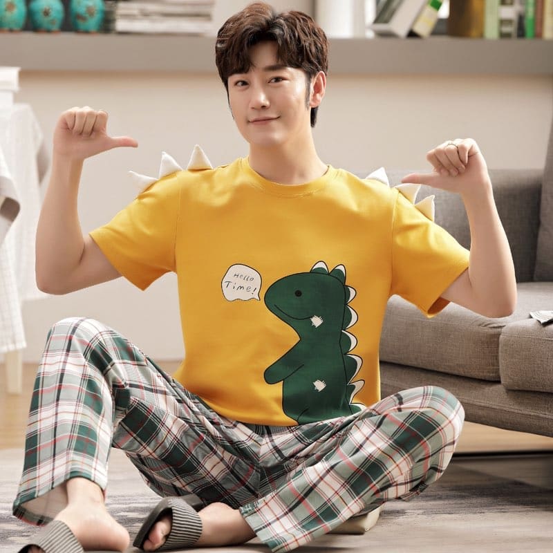 Pyjama d’été imprimé dinosaure pour homme – Image 2