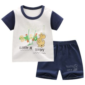 Pyjama d’été t-shirt et short bleu pour enfants