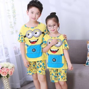 Pyjama d’été à manches courtes avec imprimé Minions pour enfant