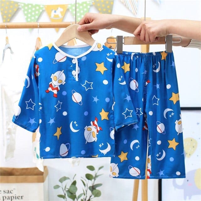Pyjama en coton à motif étoile et super héros pour garçon