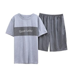 Pyjama deux pièces manches courtes gris pour hommes