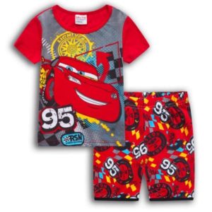 Ensemble pyjama gris rouge motif cars