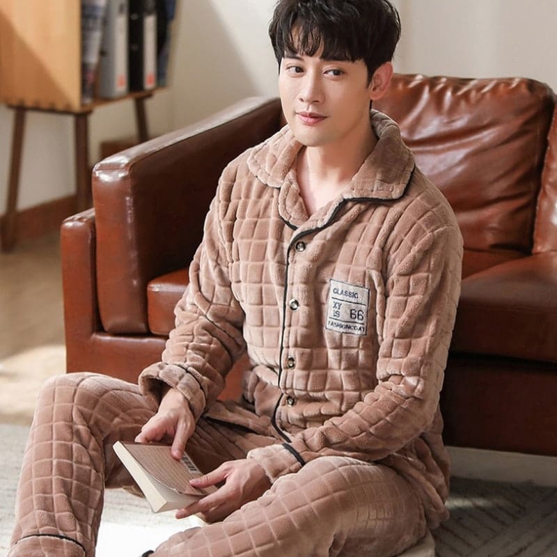 Pyjama en flanelle pour homme motif carreaux – Image 2