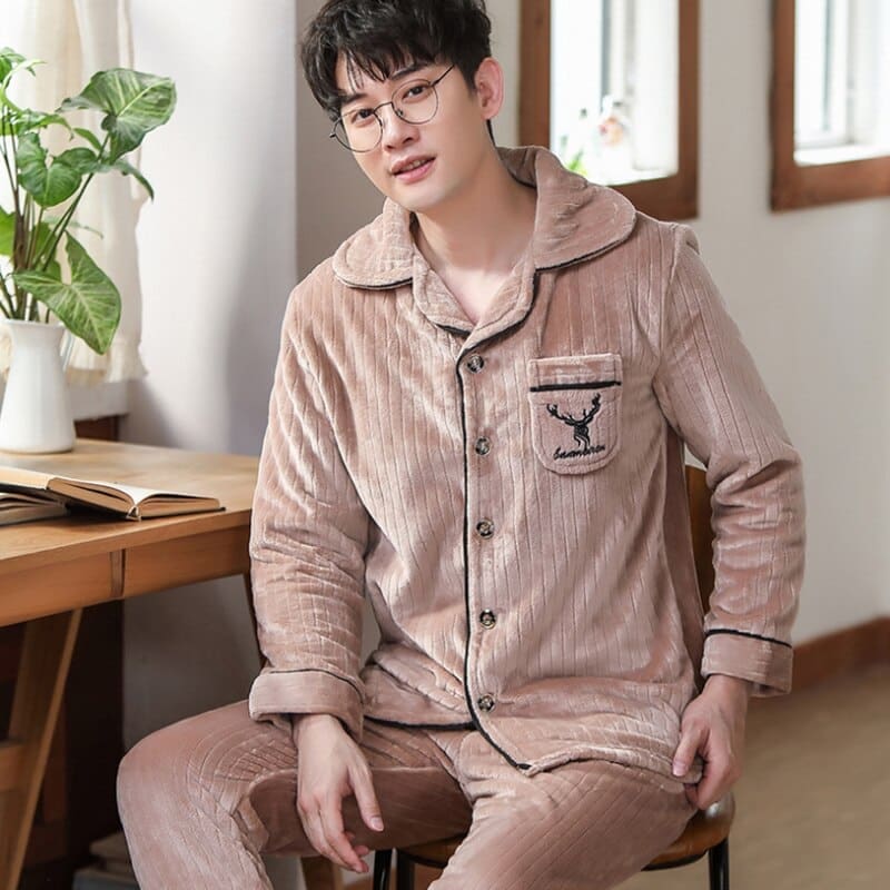 Pyjama en polyester pour homme motif ligné – Image 4