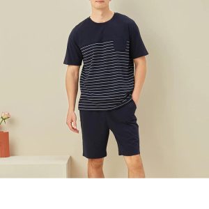 Pyjama homme deux pièces rayé et tricoté