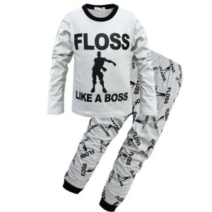 Pyjama blanc avec inscription « Floss like a boss»