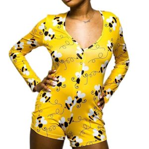 Pyjama onesie sexy à motif abeille pour femme