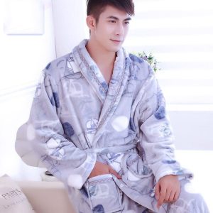 Pyjama peignoir en flanelle à motif bateau pour homme