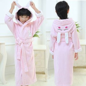 Pyjama peignoir lapin rose en coton pour fille