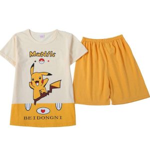 Pyjama d’été jaune avec imprimé Pikachu pour garçon
