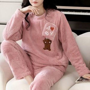 Pyjama polaire pour femme motif ours
