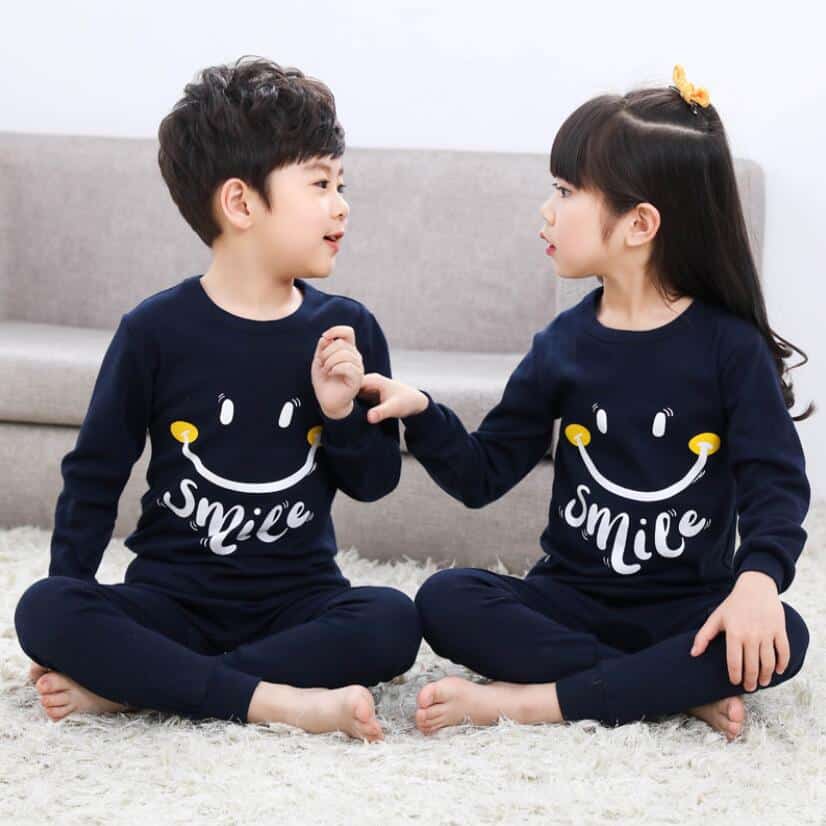 Pyjama printemps deux pièces à motif Smile pour enfants
