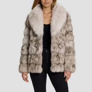 Veste col en fourrure blanc