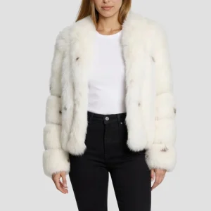 Veste fourrure femme blanc