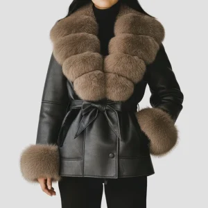 Veste fourrure femme cuir