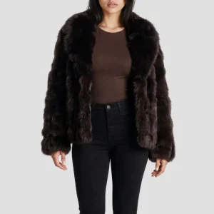 Veste fourrure femme marron