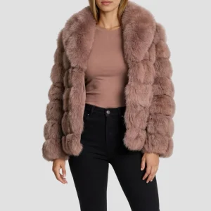 Veste fourrure femme rose
