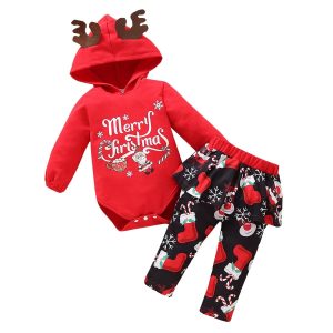 Vêtements de noël pour bébés filles de 0 à 18 mois avec capuche