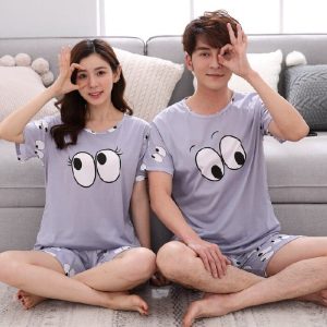 Pyjama motif yeux pour couple